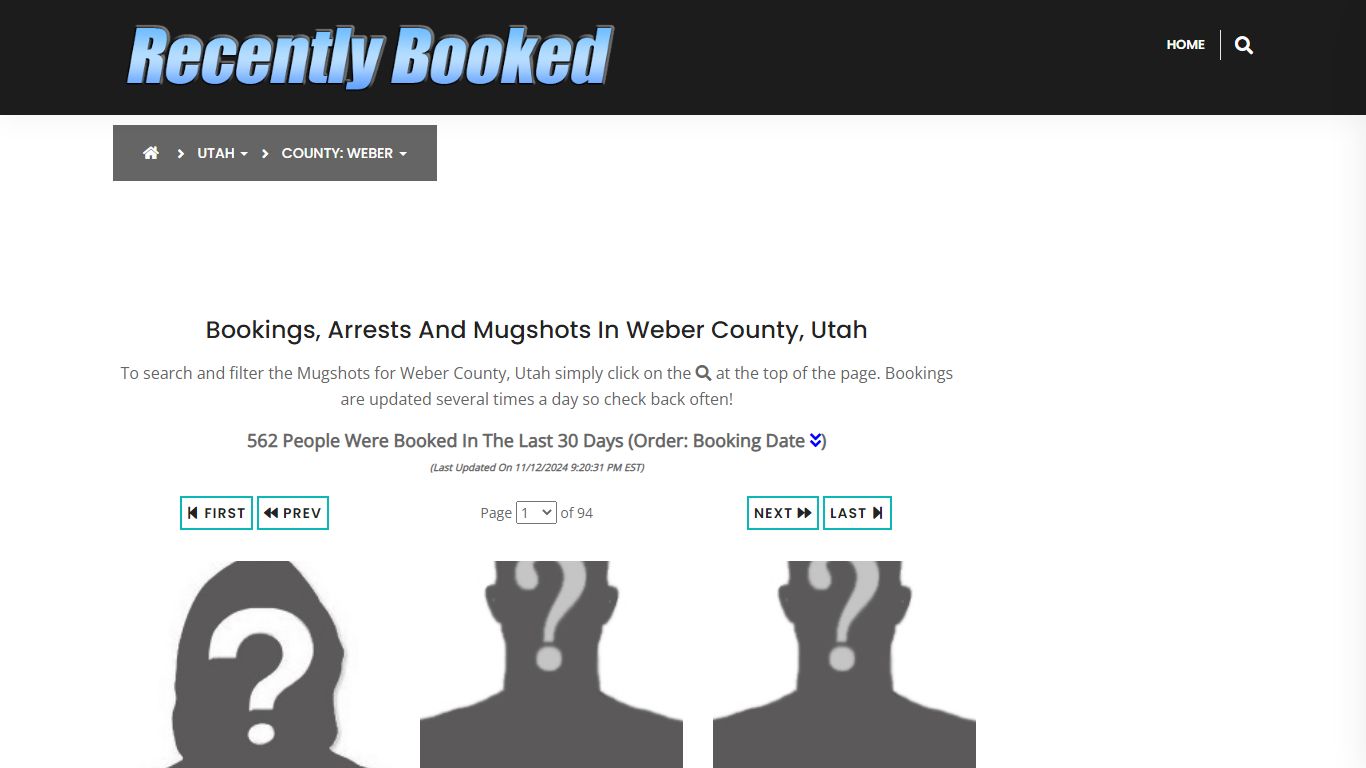 Bookings, Arrests and Mugshots in Weber County, Utah - Recently Booked