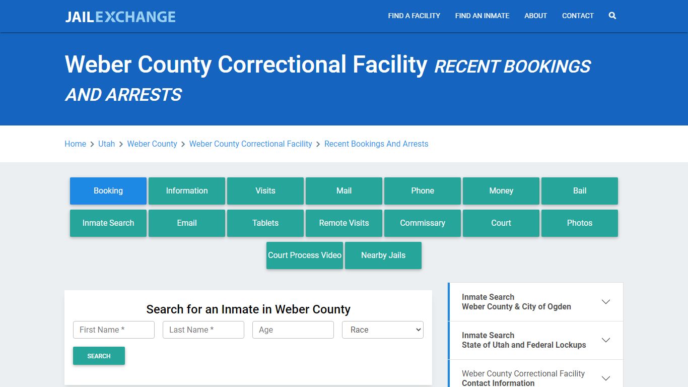 Weber County Correctional Facility Recent Bookings And Arrests