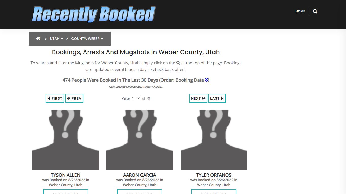 Recent bookings, Arrests, Mugshots in Weber County, Utah - Recently Booked